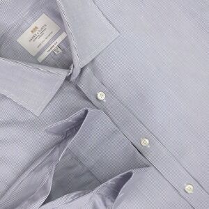 Hawes & Curtis Shirt Mens 16.5 34/35 Blue Check Tailored Slim Fit French Cuff